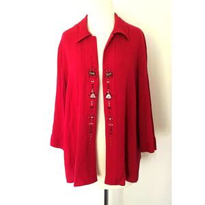 Koret Woman Beaded 3 4 Sleeve Open Cardigan Top Cover Up Lightweight Layer 22w